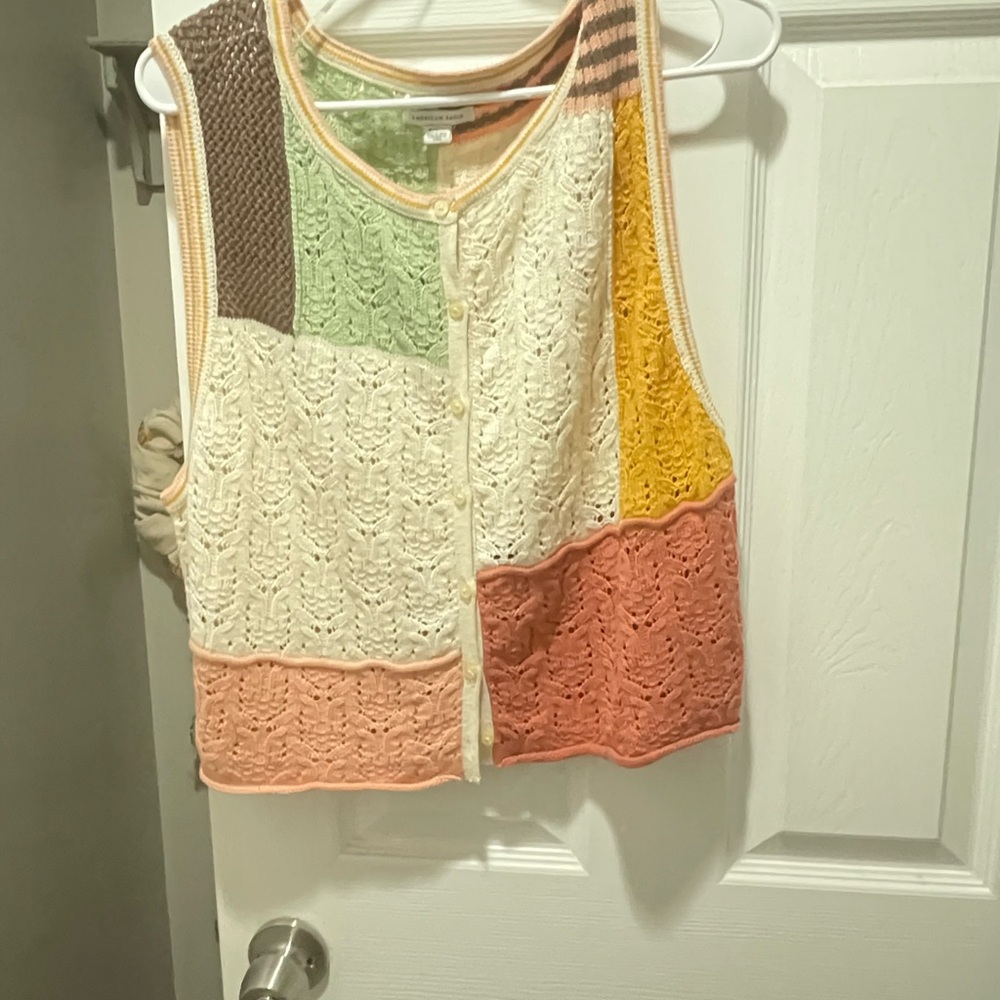 American Eagle Outfitters Multicolor Crochet Patchwork Tank